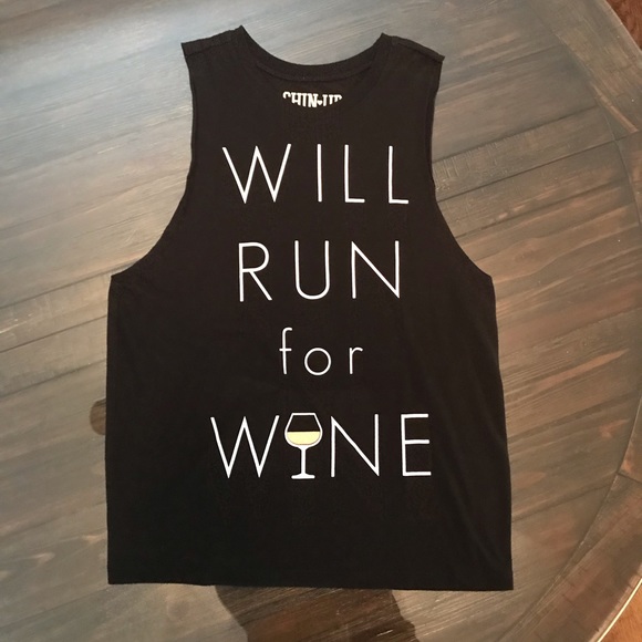 Chin Up Apparel Tops - Will Run For Wine Muscle Tank